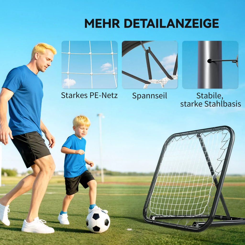 Futbolo atšokimo siena, 78 x 84 cm, su kaiščiais, reguliuojama 5 pakopomis, nešiojama, atšokimo vartai, futbolo vartai paaugliams, futbolo treniruočių reikmenys beisbolo treniruotėms, balti