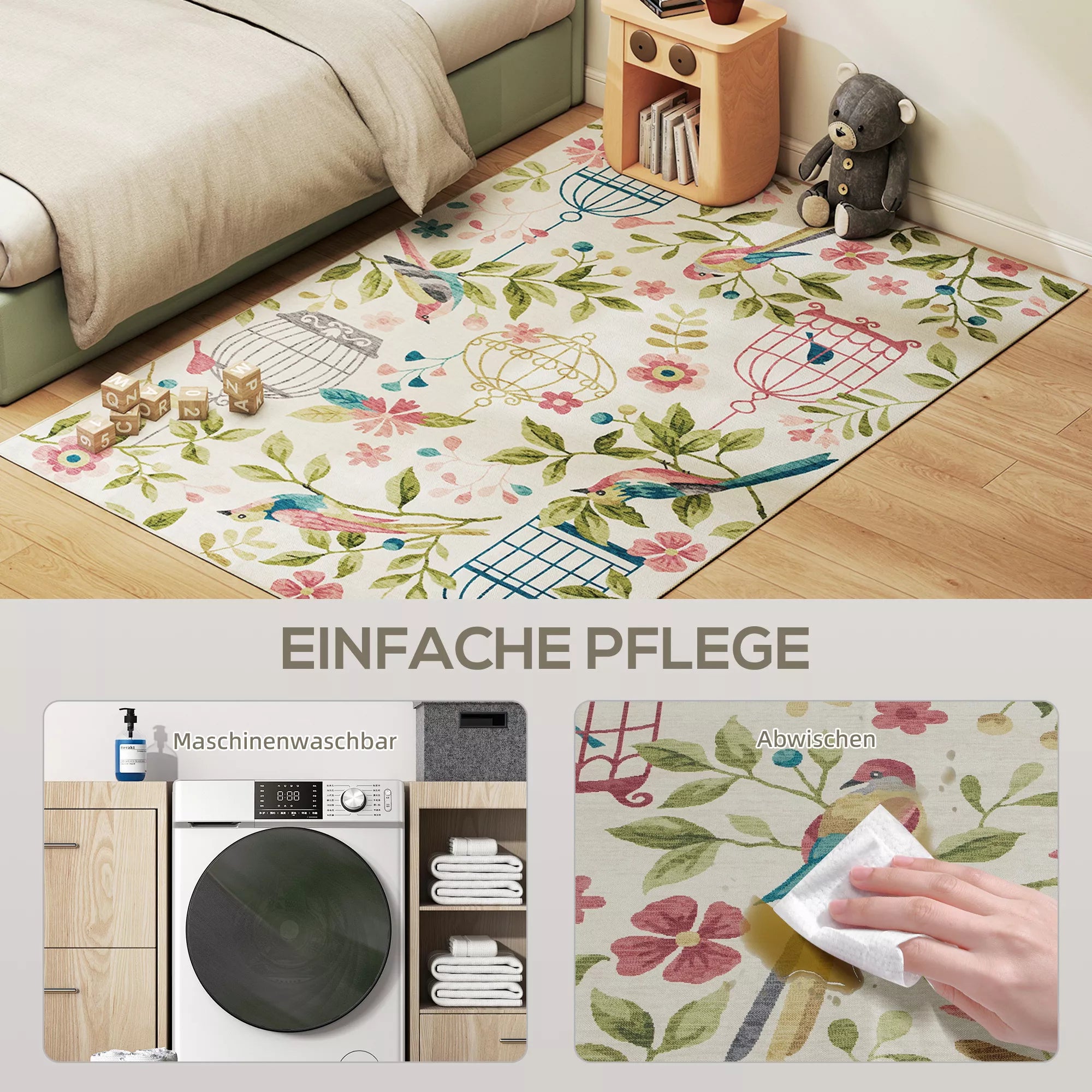 Kilimas, universalus, poliesteris, lengvai prižiūrimas, neslidus, spalvotas