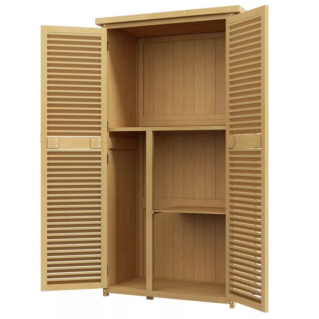 Sodo komoda, atspari atmosferos poveikiui, 2 durys su spyna, pušies mediena, 87L x 46,5B x 160H cm, šviesiai geltona