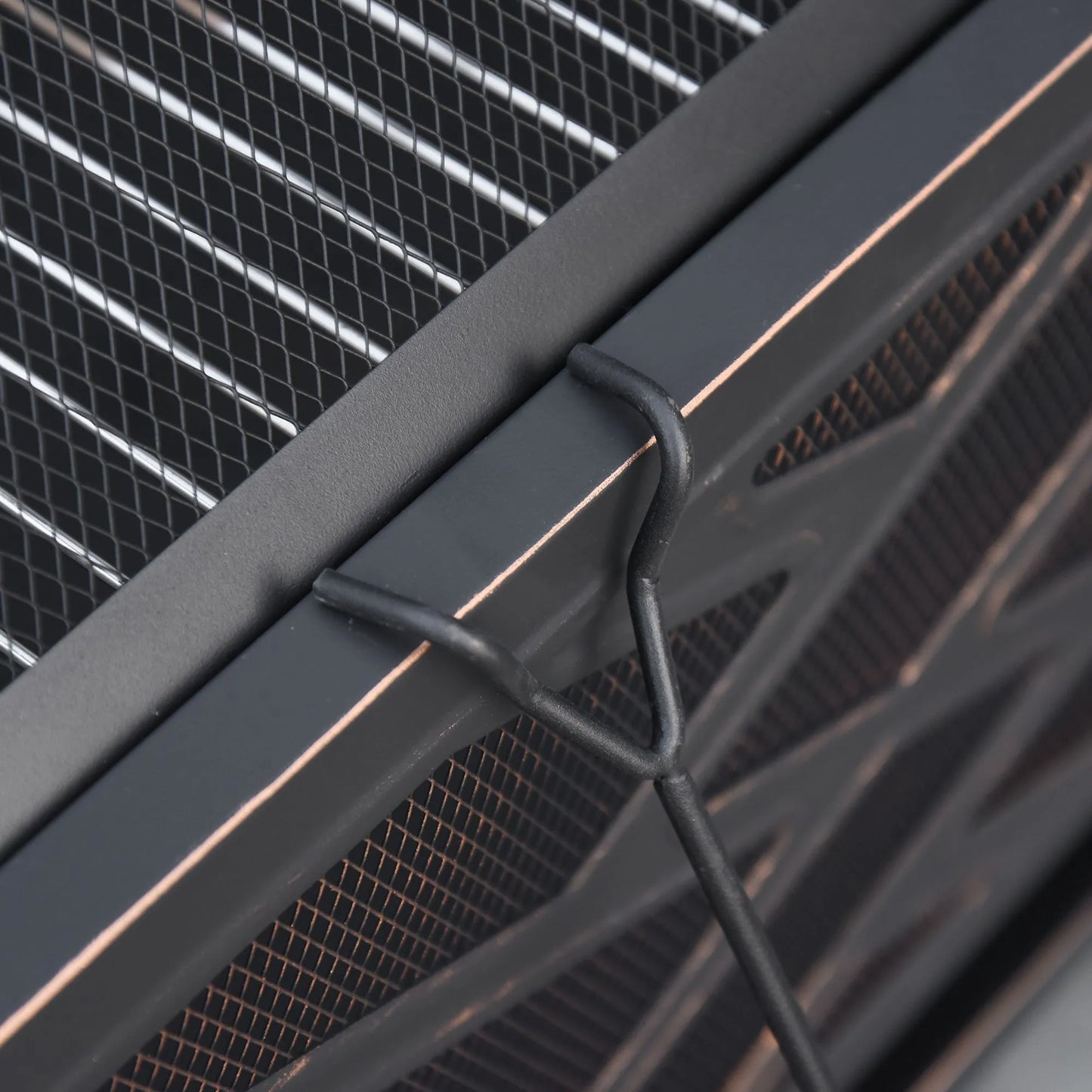 Lauko židinys su kibirkščių gaudykle, kepsnine, pakūrykle, kvadratinis, plieninis korpusas, juodas, 66 x 66 cm