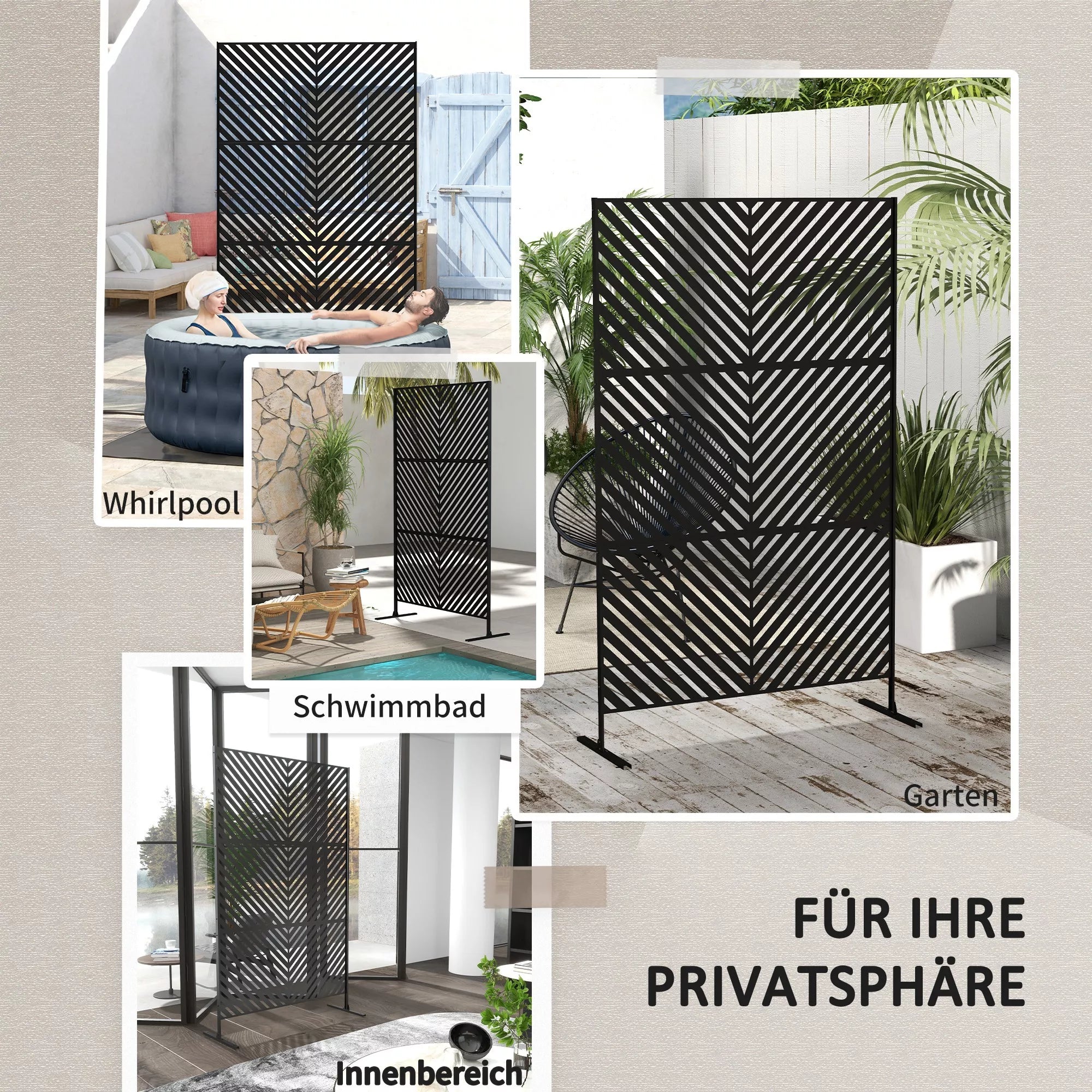 Apsauga nuo žvilgsnių Apsauga nuo žvilgsnių Sodas Sodo atskyrimas, geometrinės formos, metalas, 122 x 45 x 198 cm, juoda