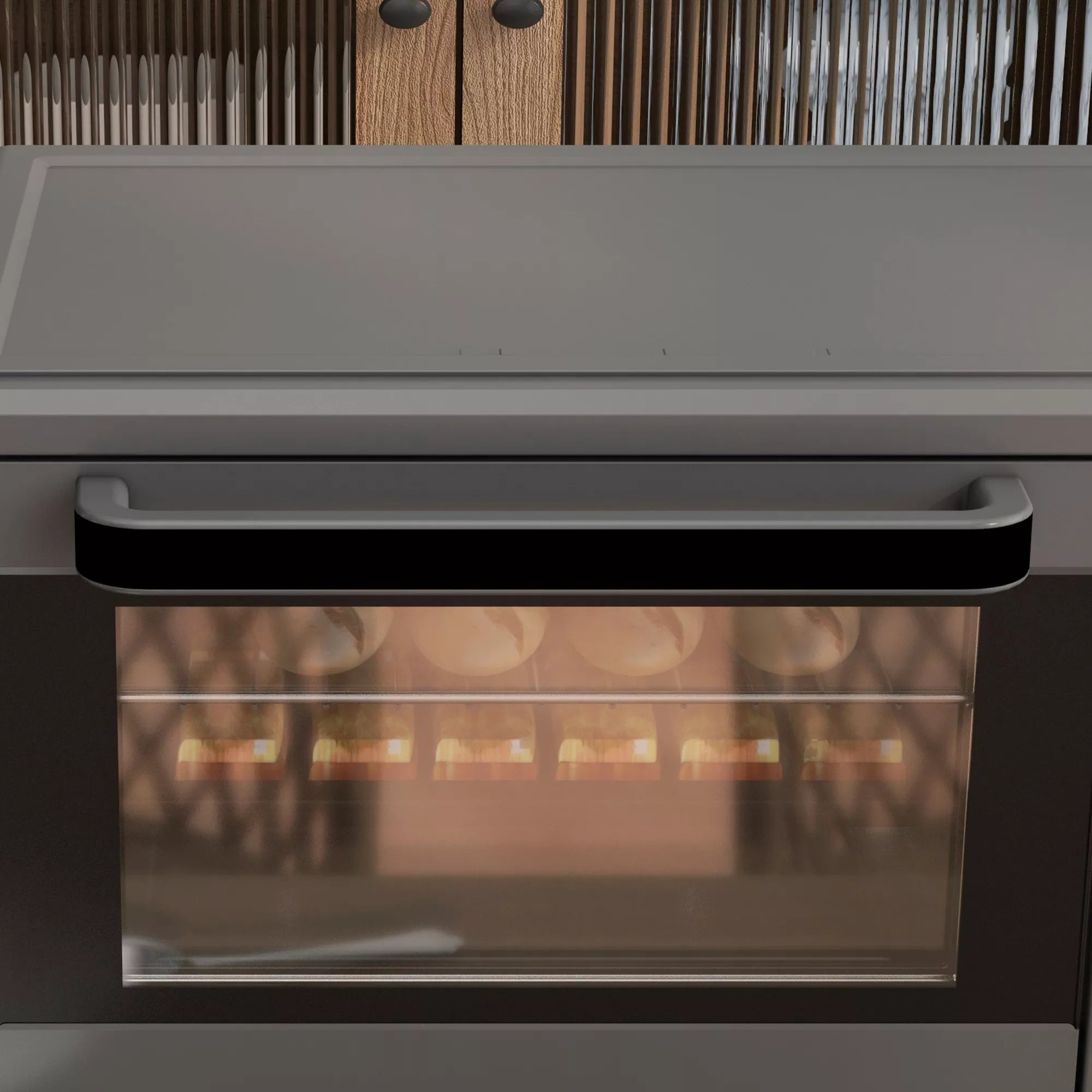 Mini orkaitė, 21 l Tosteris su 1 vieliniu grotelių rėmu ir 1 kepimo skarda, 3 kepimo režimai, 100 °C–230 °C, nerūdijantis plienas, stiklas, pilka spalva