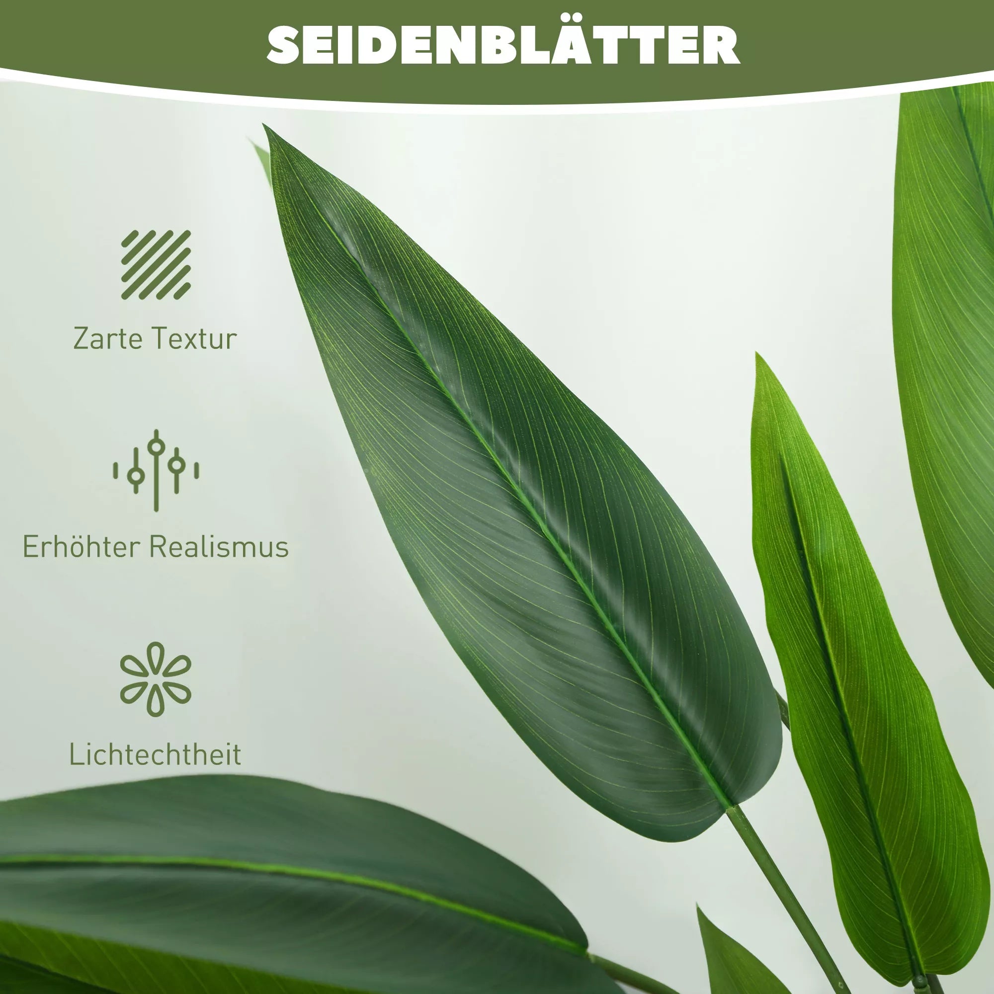 Dirbtinis augalas, dirbtinis augalas, cementinis vazonas, 18 lapų, plastikas, žalia