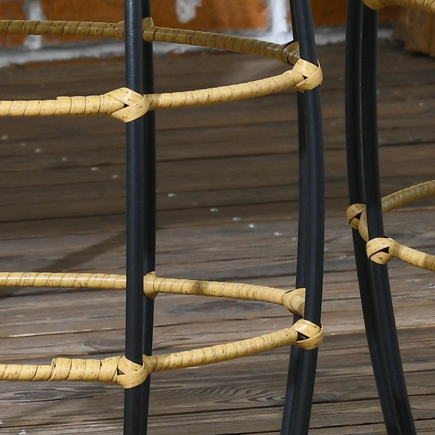 2 vnt. komplektas Sodo ir Balkono Stalelių, Boho stiliaus, atsparūs oro sąlygoms, Juoda + Chaki