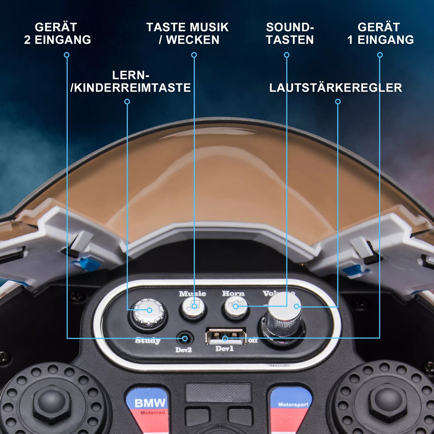 Vaikiškas elektrinis motociklas, priekinis žibintas, 3 muzikos režimai, vaikams nuo 1,5 iki 5 metų, raudonas, 82,5 x 42 x 54cm
