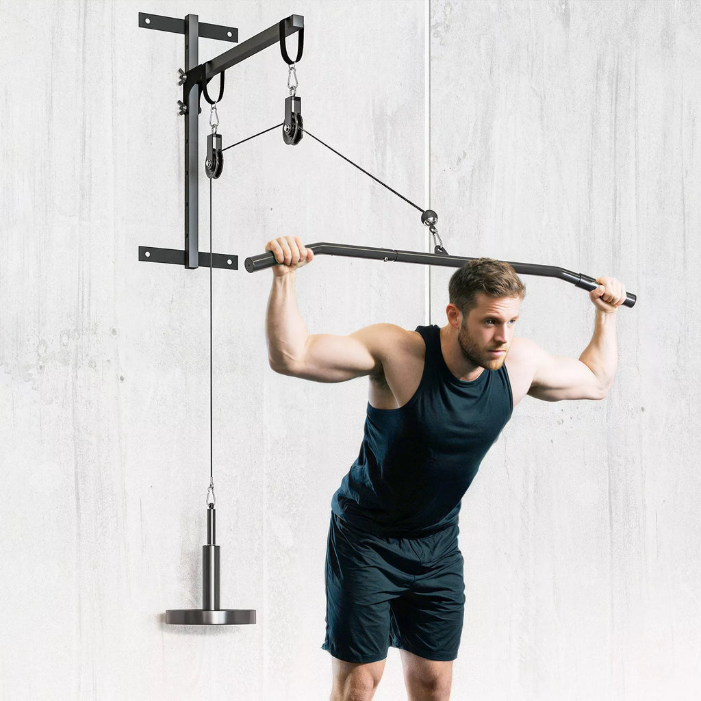 Kabelinis treniruoklis su skriemulių sistema, iki 100 kg, juodas