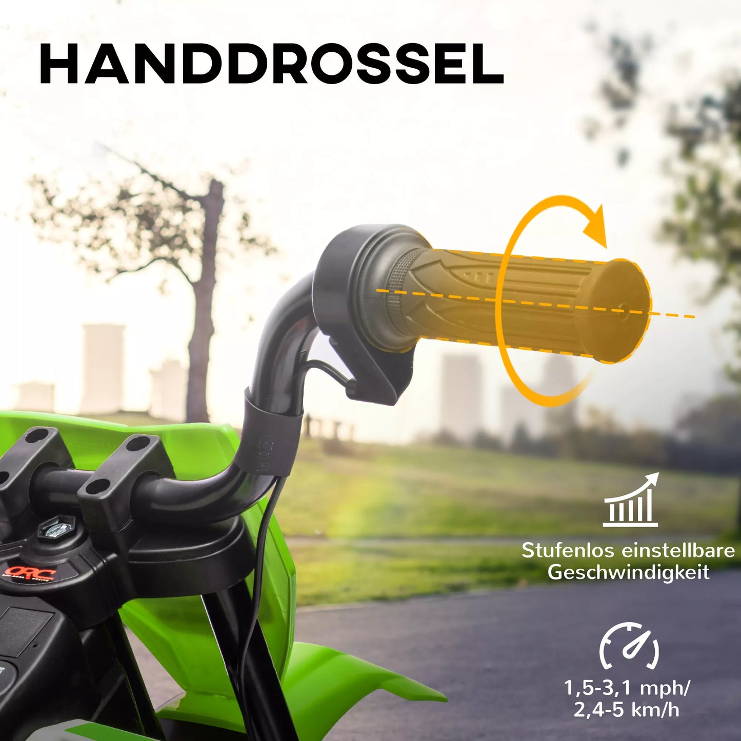 Elektrinis motociklas vaikams, 12V vaikiškas motociklas su muzika, transporto priemonė su atraminiais ratais, 3-6 metai, žalias