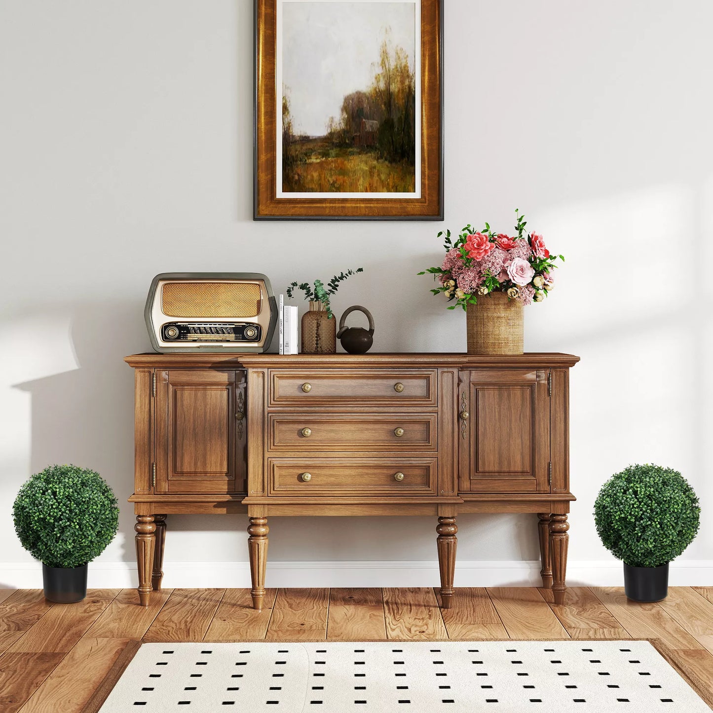 Dirbtinis buksmedis, rutuliškas, 52x40 cm, žalias