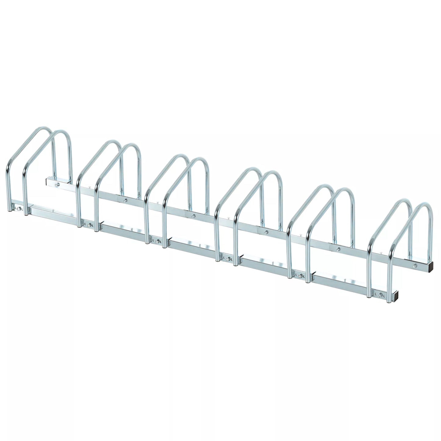 Dviračių stovas 6 dviračiams, atsparus atmosferos poveikiui, montuojamas prie sienos arba ant grindų, plieninis, 179 x 33 x 27 cm