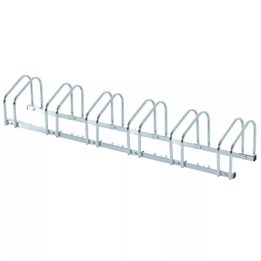 Dviračių stovas 6 dviračiams, atsparus oro sąlygoms, montuojamas ant sienos arba ant grindų, plieninis, 179 x 33 x 27 cm