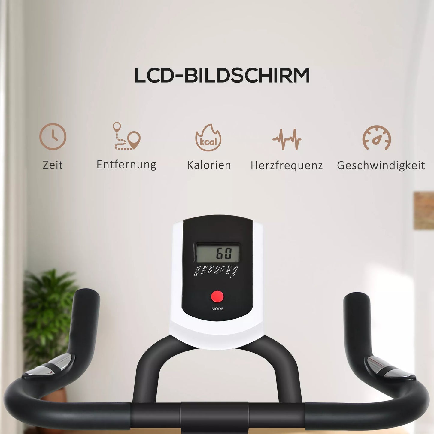 Namų treniruoklis, tylus, reguliuojamas pasipriešinimas, pulso jutiklis, monitorius, mėlynas