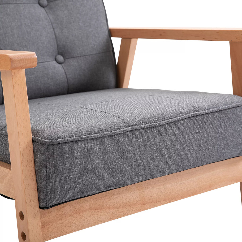 Atskiroji sofa Poilsio kėdė Minkšta kėdė su porankiais Medinis rėmas Linas Pilka 64,5 x 70 x 74 cm