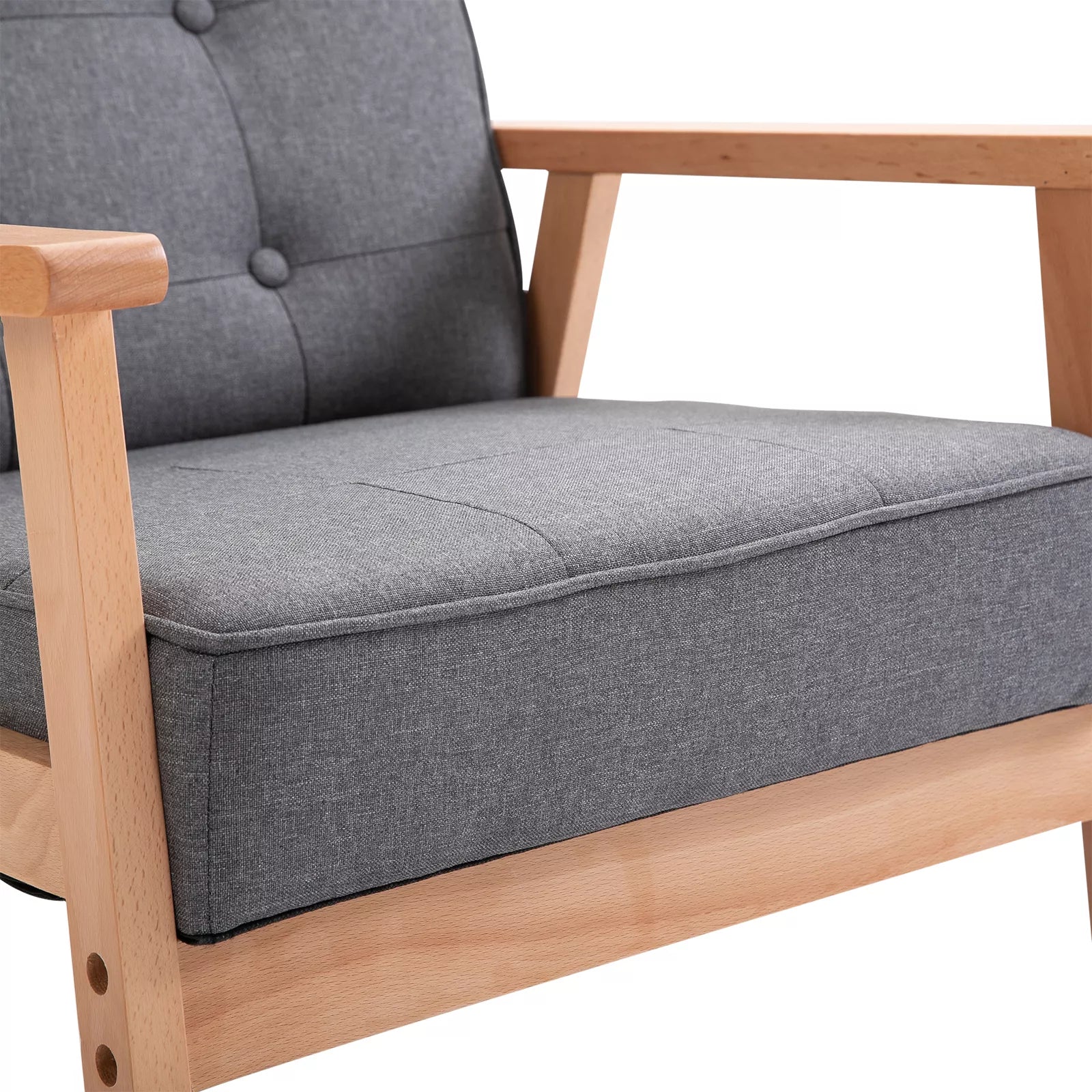 Atskiroji sofa Poilsio kėdė Minkšta kėdė su porankiais Medinis rėmas Linas Pilka 64,5 x 70 x 74 cm