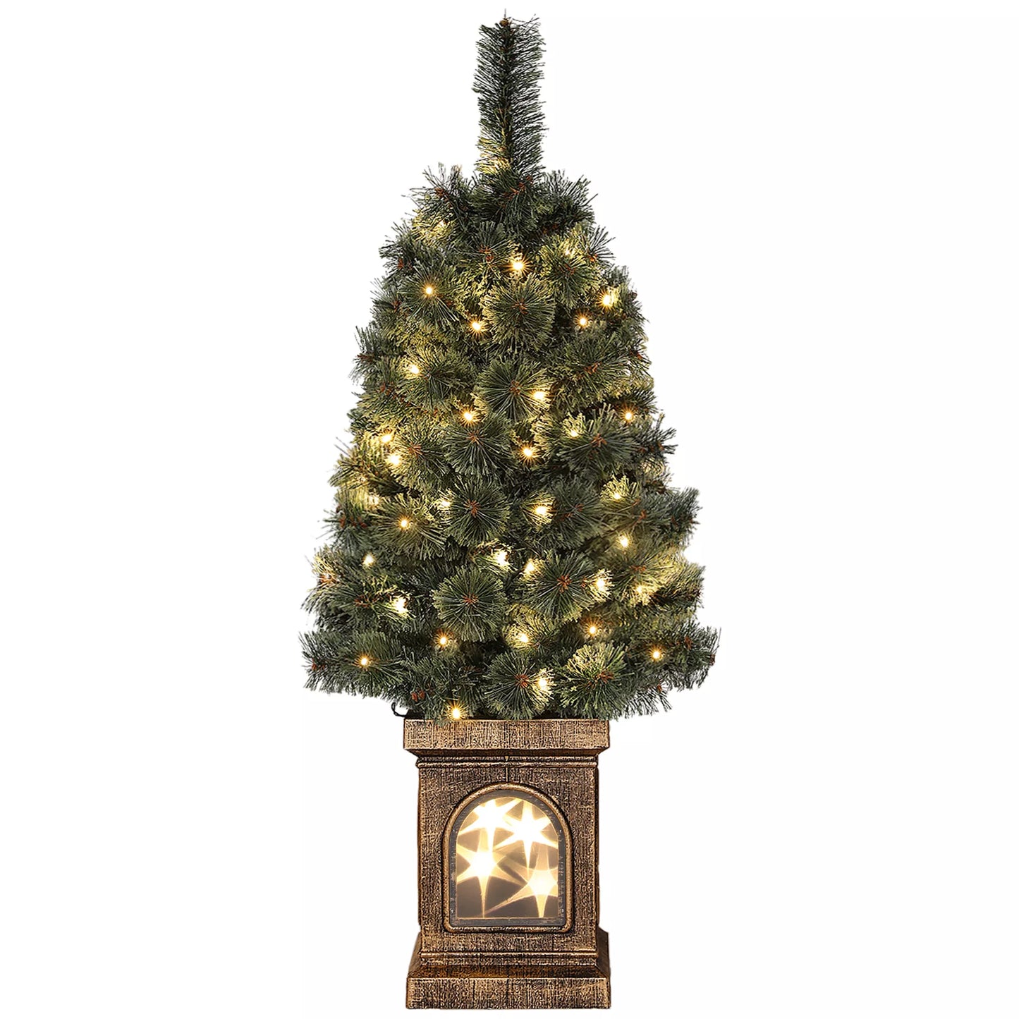 Kalėdų eglutė, natūrali išvaizda, su integruotais LED, pritemdoma, 8 režimai, 45 x 90 cm, žalia