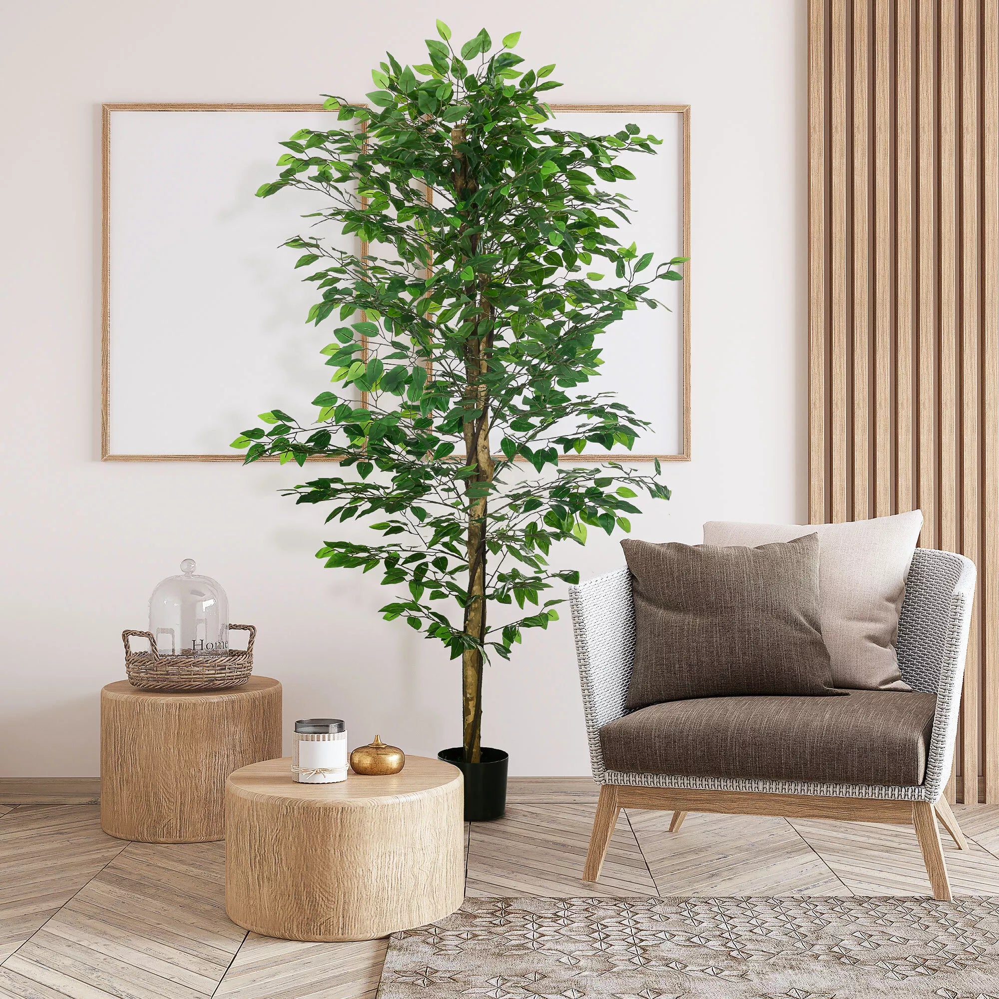 Dirbtinis fikuso medis, realistiškas, lengvai prižiūrimas, su vazonu, 180 cm aukščio, žalias