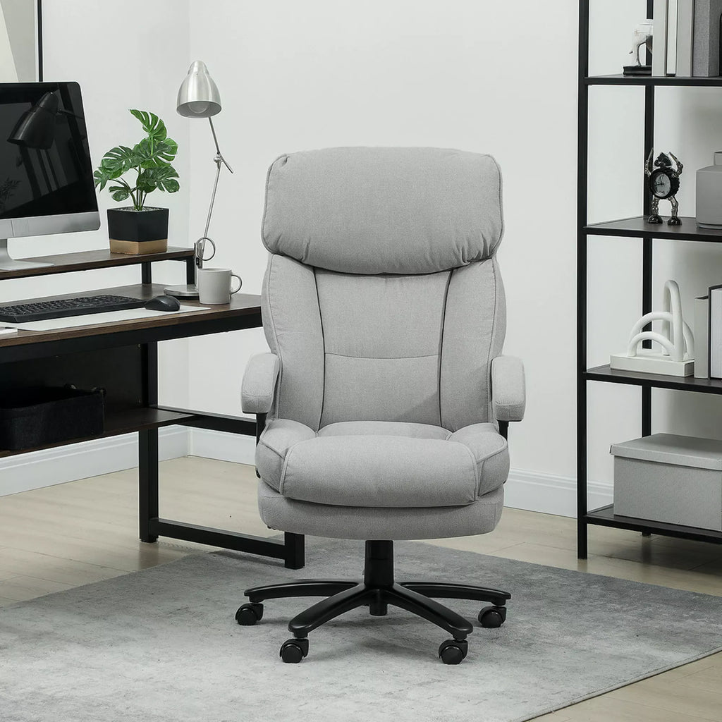 Birojo kėdė iki 200 kg su ergonomine atrama, šviesiai pilka