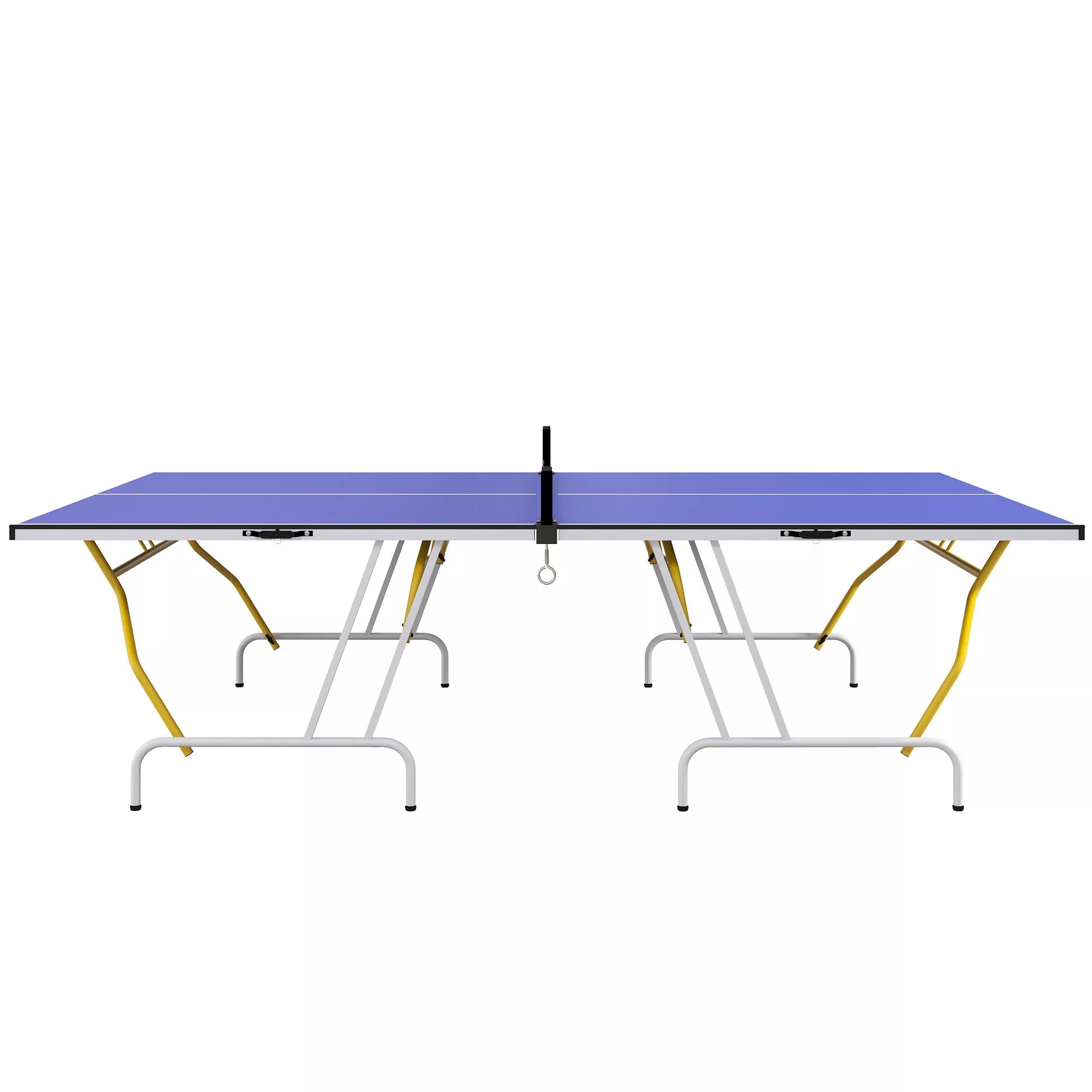 Stalo teniso stalas, sulankstomas, su 2 raketėmis, 3 kamuoliukais, tinkleliu, skirtas naudoti patalpose, metalinis rėmas, 274 x 152 x 76 cm, mėlynas