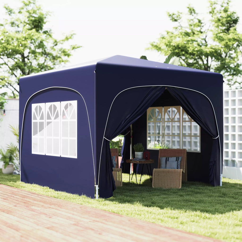 3 x 3 m Paviljonas, pop-up sodo palapinė su šoninėmis sienelėmis ir nešiojimo krepšiu, UPF50+, reguliuojamas aukštis, smėlio
