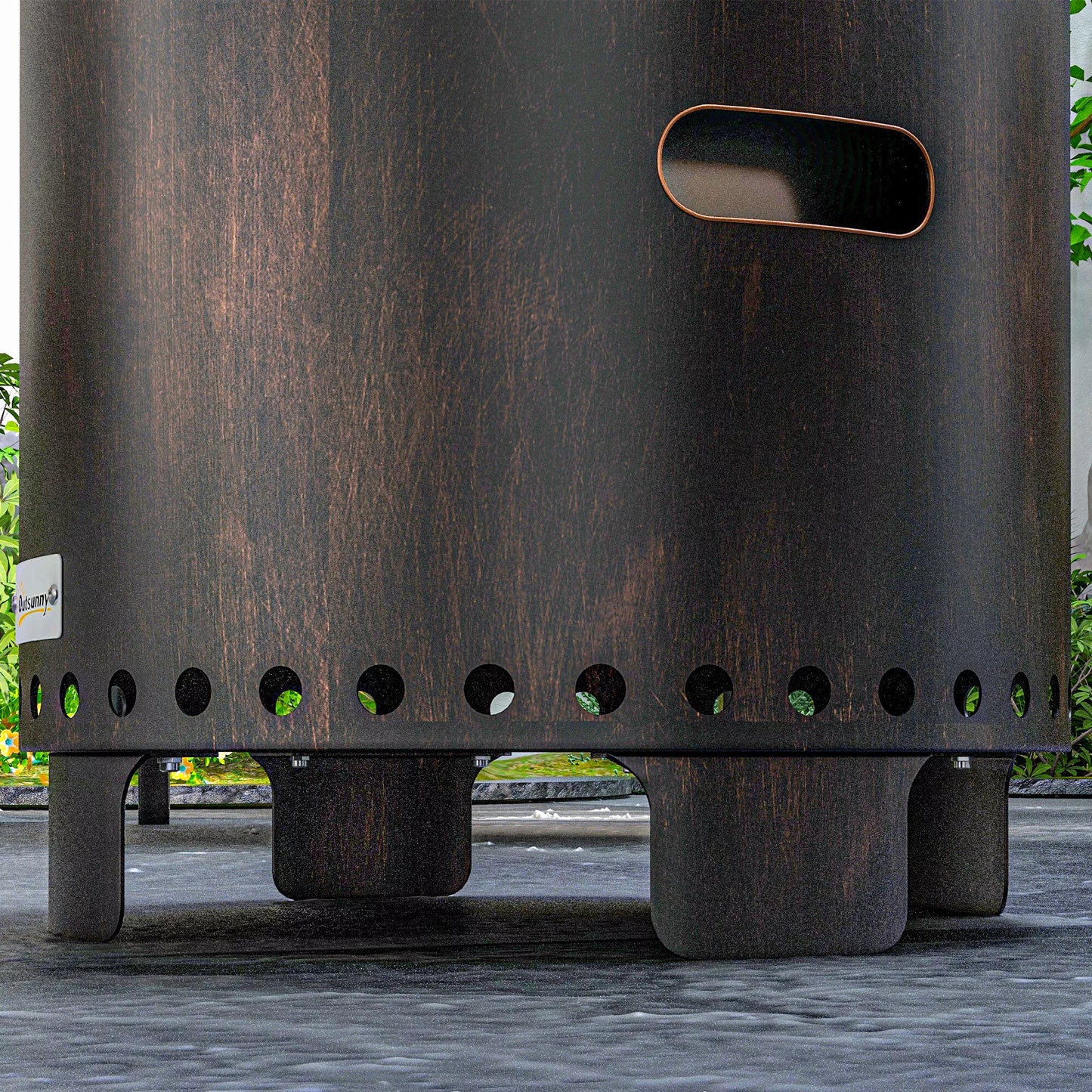 Lauko židinys / Ugnies statinė, atspari oro sąlygoms, 45 x 45 x 42 cm, Juoda + Bronza