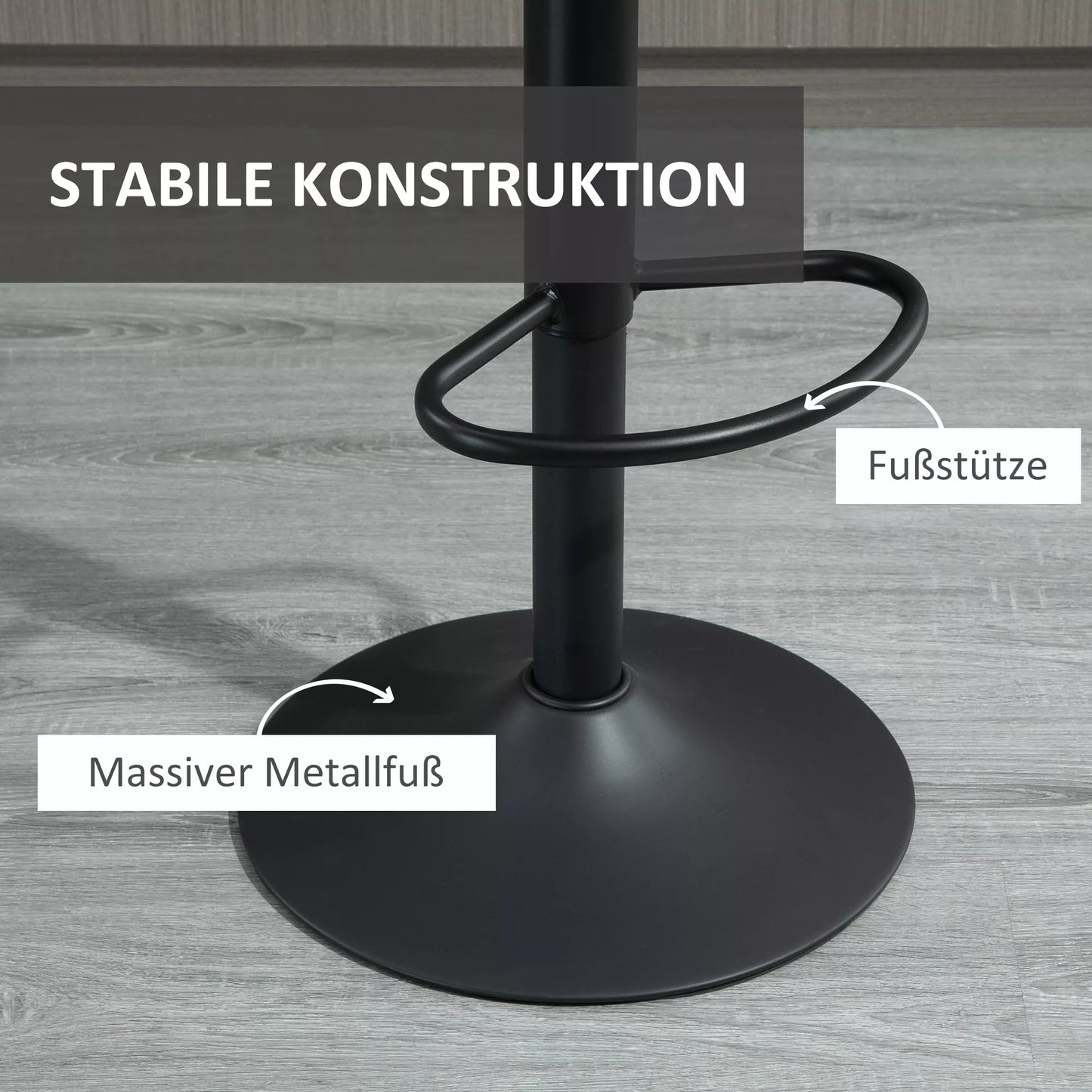 2 vnt. baro kėdžių rinkinys retro dizaino, su kojų atrama, reguliuojamas aukštis, dujų pakėlimo mechanizmas, pilka + juoda