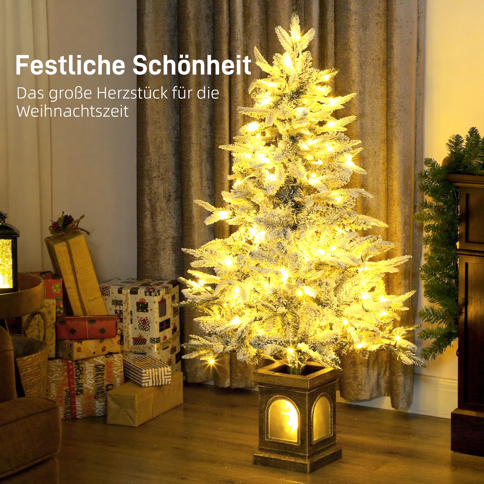 Dirbtinė Kalėdų eglutė, sniego efektas, 100 LED lempučių, 8 režimai, plastikinė
