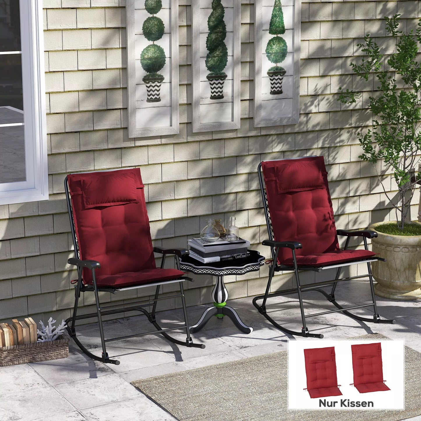 2 vnt. komplektas Šezlongo užvalkalas Vandeniui atsparus Gulto užvalkalas Sodo gultui Čiužinys 50x116x5 cm, Vyno raudonumo