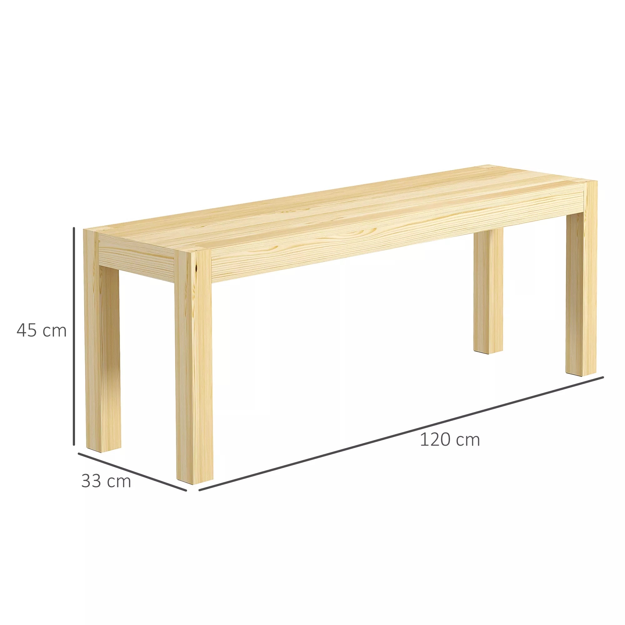 Suoliukas medinis 120 cm, 3 vietų, natūralios medienos