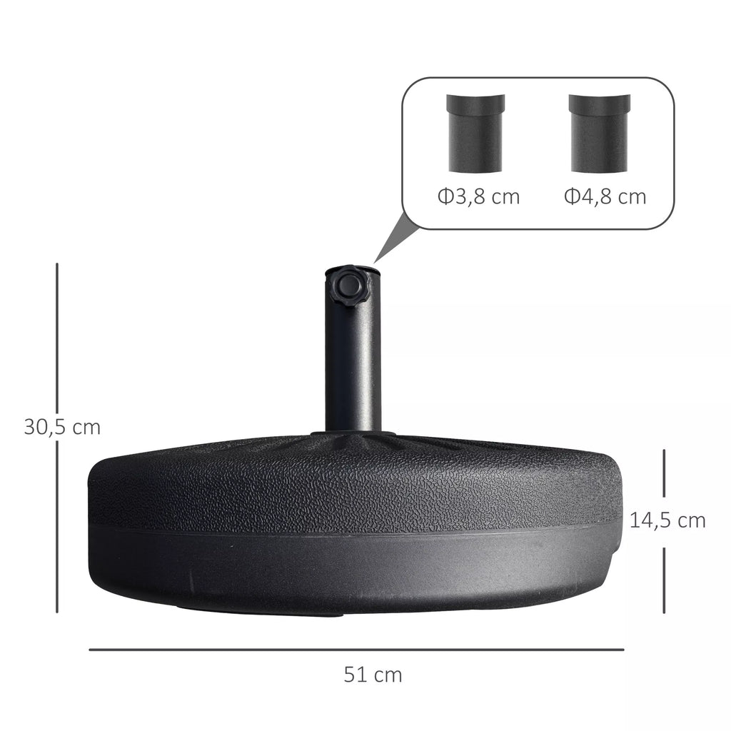 Skėčių stovas 22 kg Skėčių stovas Apvalus skėčių laikiklis, skėčių svoris, stovas skėčiams 38/48 mm vamzdžio skersmuo, balkonui, terasai, sodui, juodas