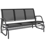 3 vietų supynės sodui su supimo mechanizmu, metalinis suolas, atlaiko iki 300 kg, lauko baldai sodui, terasai, 147 x 70 x 85 cm, tamsiai pilkos spalvos