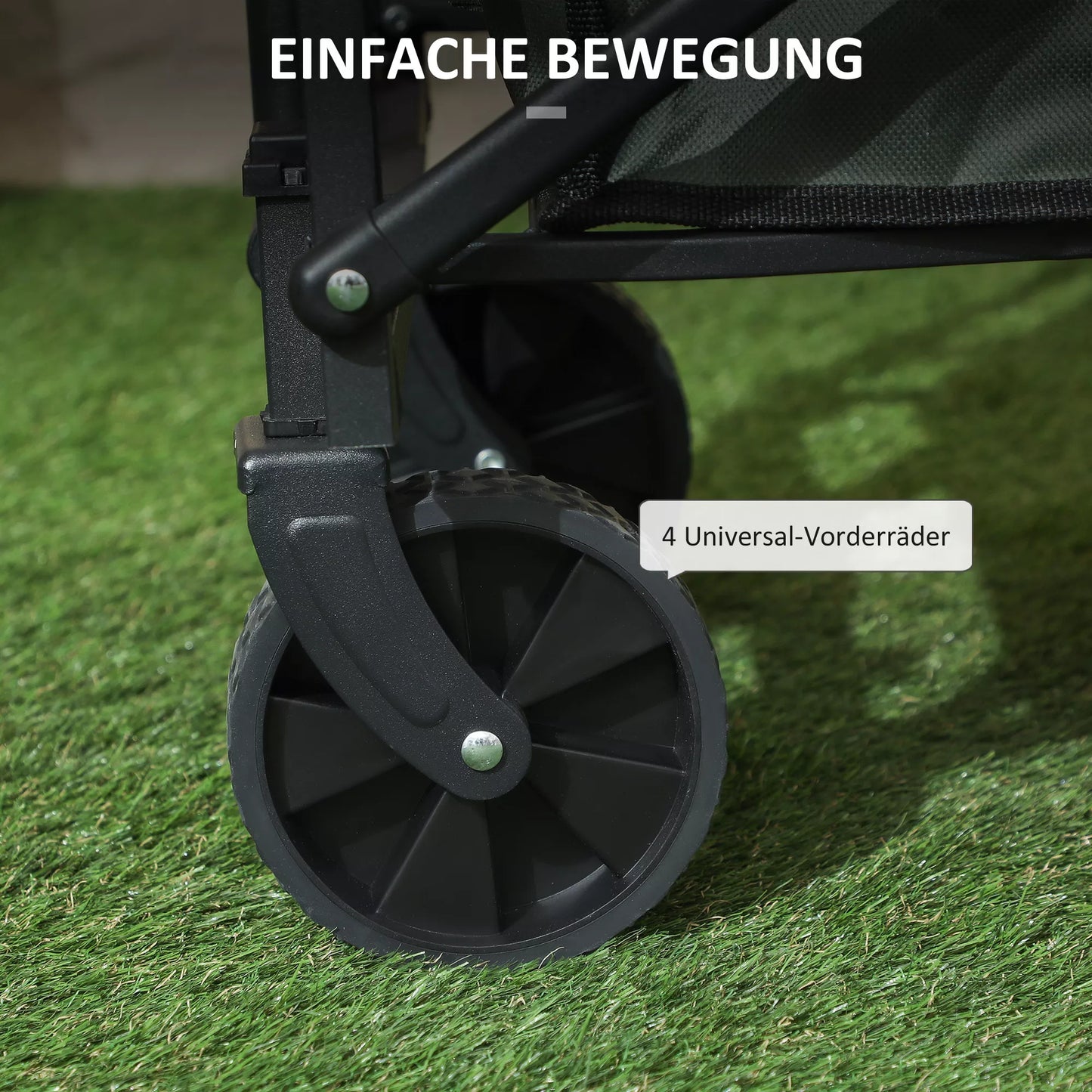 Sodo vežimėlis, kurio keliamoji galia 90 kg, sulankstomas transportavimo vežimėlis su nuimamu tentu, rankena, ratais, 72 litrų talpos, žalios spalvos