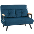 Miegama sofa 2 vietų sofa,  velvetinė sofa, miegojimo funkcija, su 2 pagalvėlėmis, velveto išvaizda, natūrali + mėlyna