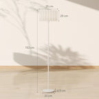 Matmenų schema: pastatomas šviestuvas 153 cm aukštas, gaubtelio skersmuo 35 cm, pagrindas 22 cm