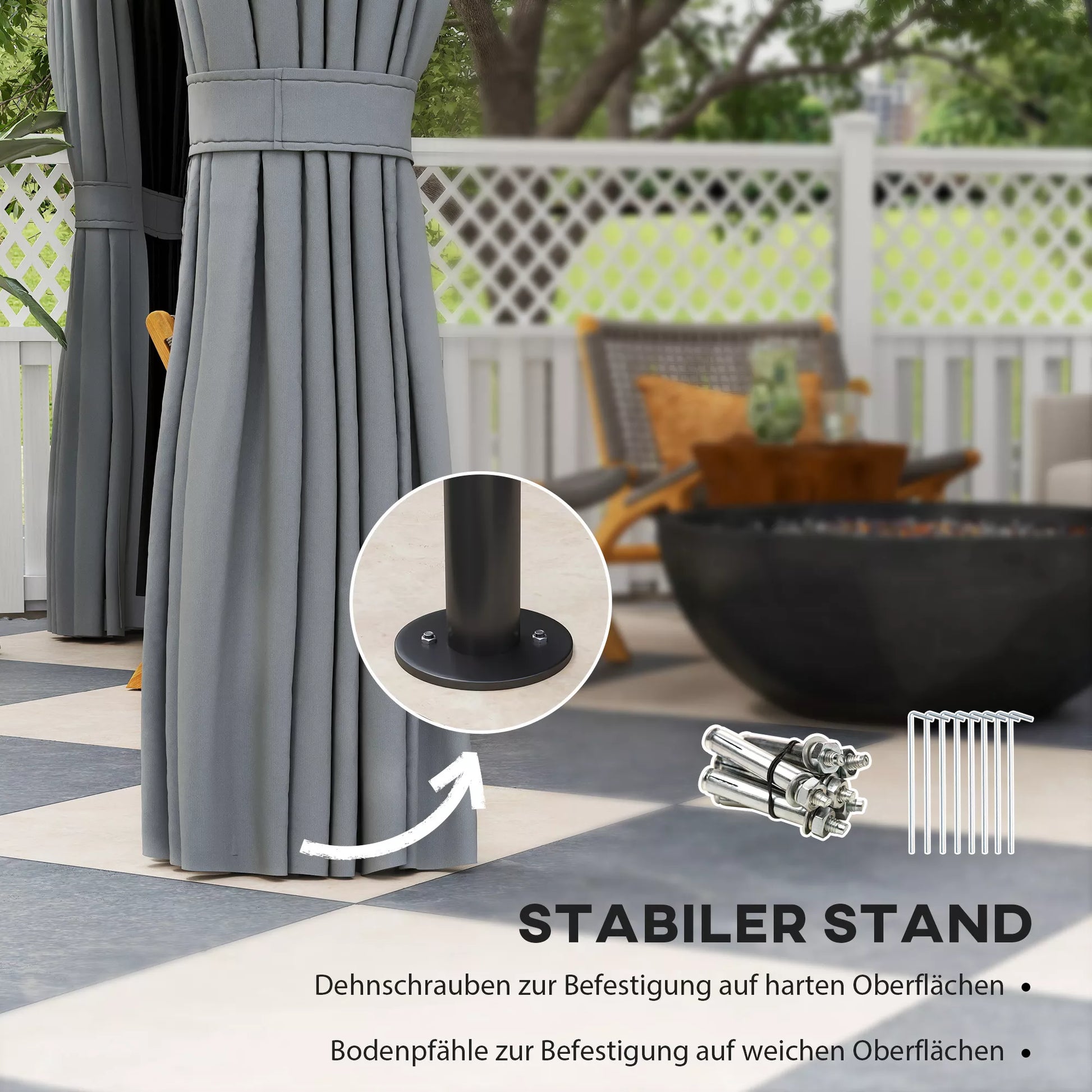 Paviljonas su dvigubu stogu, 3x3 m Vandeniui atsparus Tvirtas Žiemai atsparus Metalinis sodas paviljonas Tamsiai pilkos spalvos