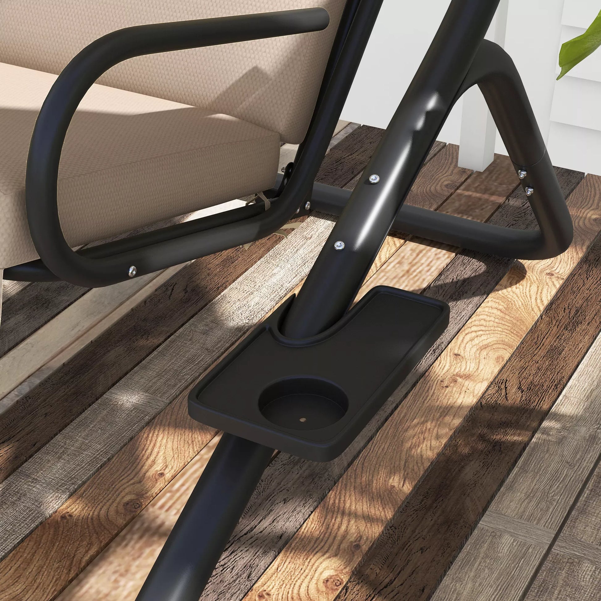 Sūpynės sodui, atsparios oro sąlygoms, 2 atskiros vietos, 2 puodelių laikikliai, 170 cm x 136 cm x 170 cm, smėlio spalvos