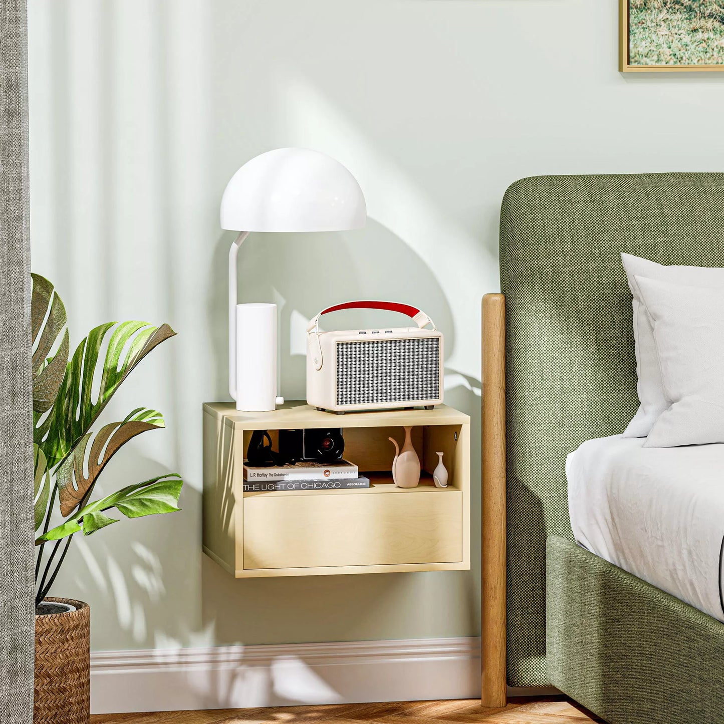 2 dalių naktinio staliuko rinkinys, naktinis staliukas, naktinė komoda, medžio drožlių plokštė, natūralus, 45 x 35 x 27,5 cm