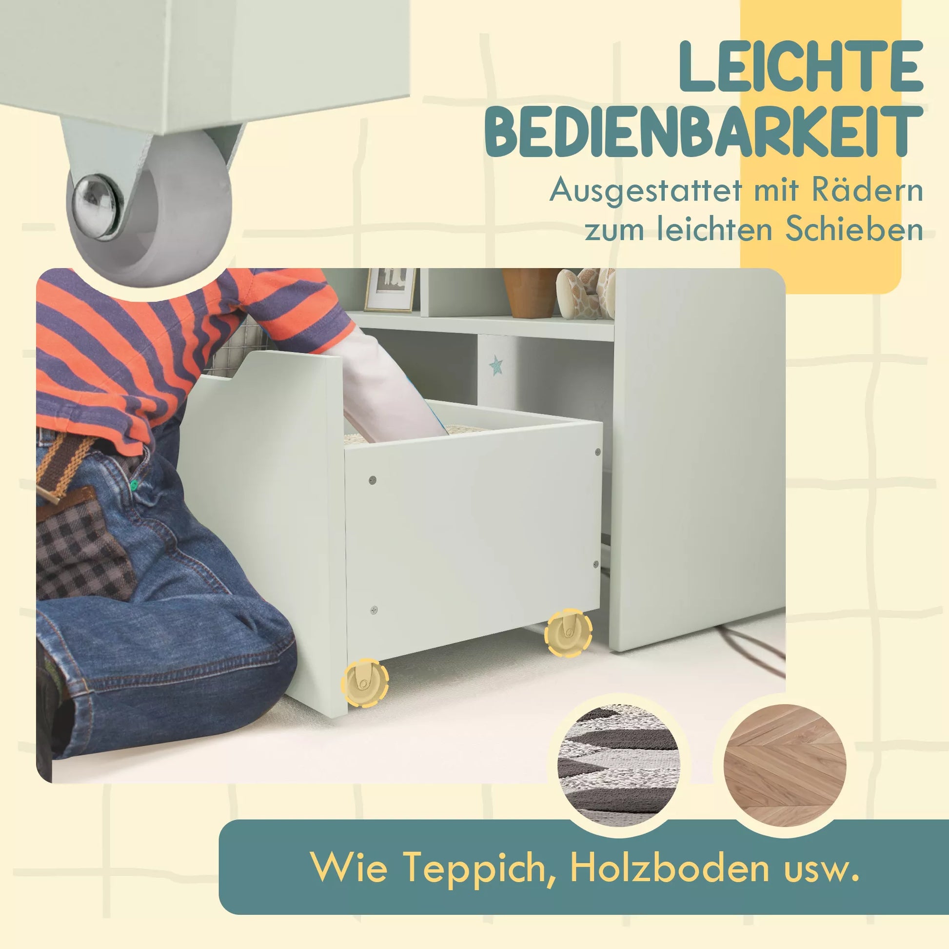 Vaikiška lentyna su stalčiumi, knygų lentyna su skyreliais, 60 x 29,9 x 90 cm, žalia