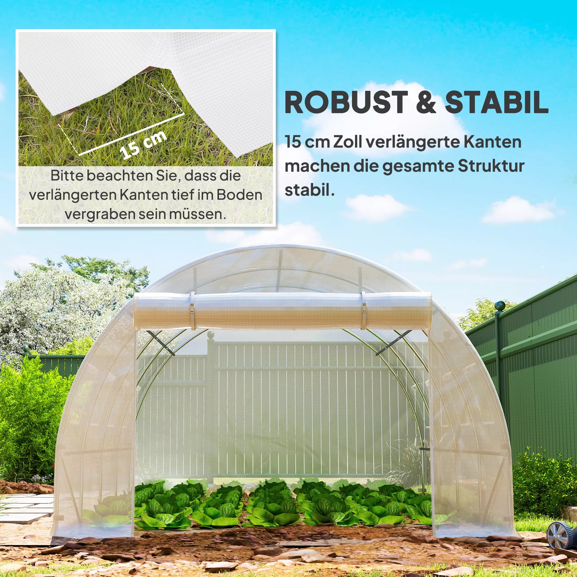 Atsarginis šiltnamio dangtis, atsparus atmosferos poveikiui, 400 cm x 300 cm x 200 cm, skaidrus, baltas