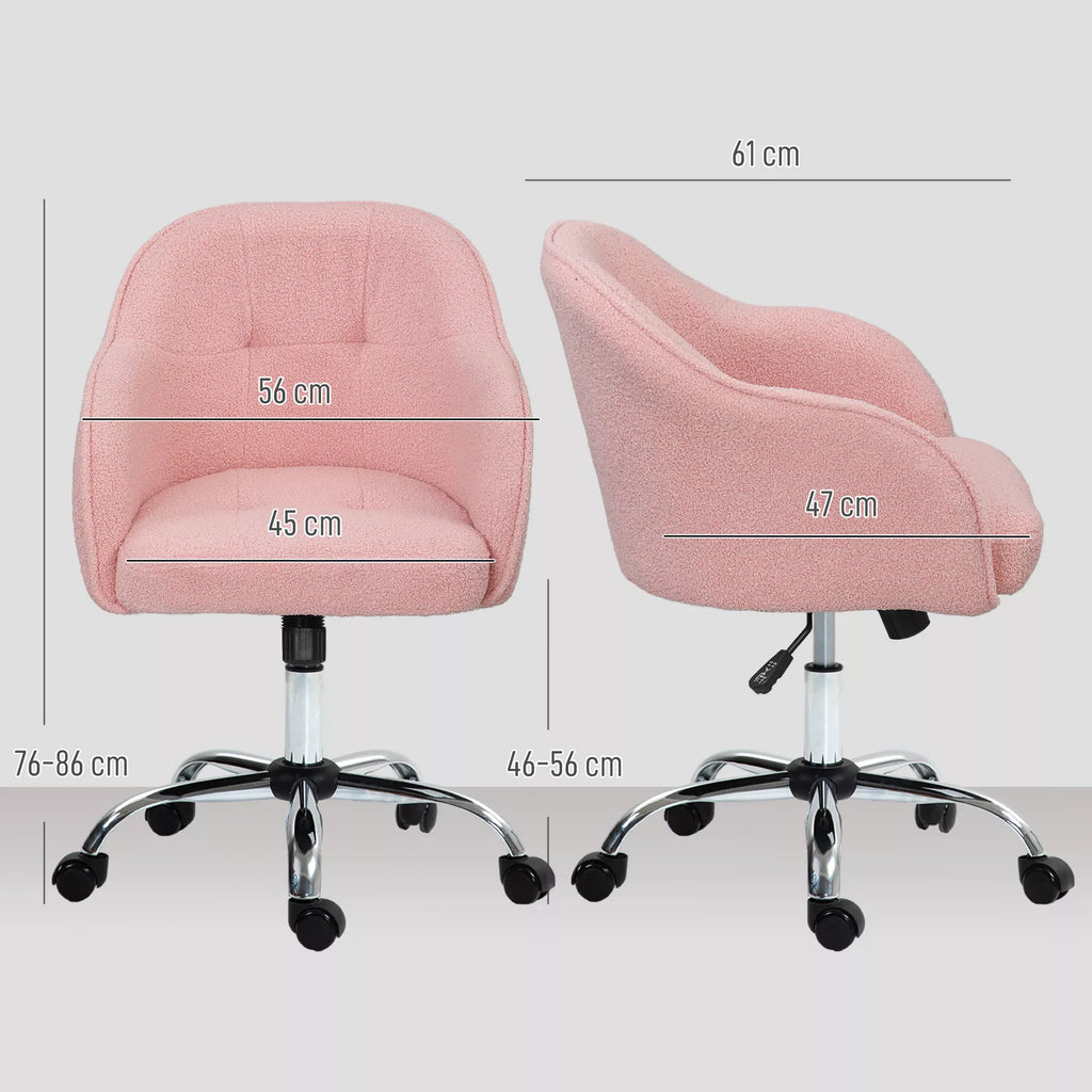 Biuro kėdė ergonomiška su ratukais, reguliuojamo aukščio, rožinė