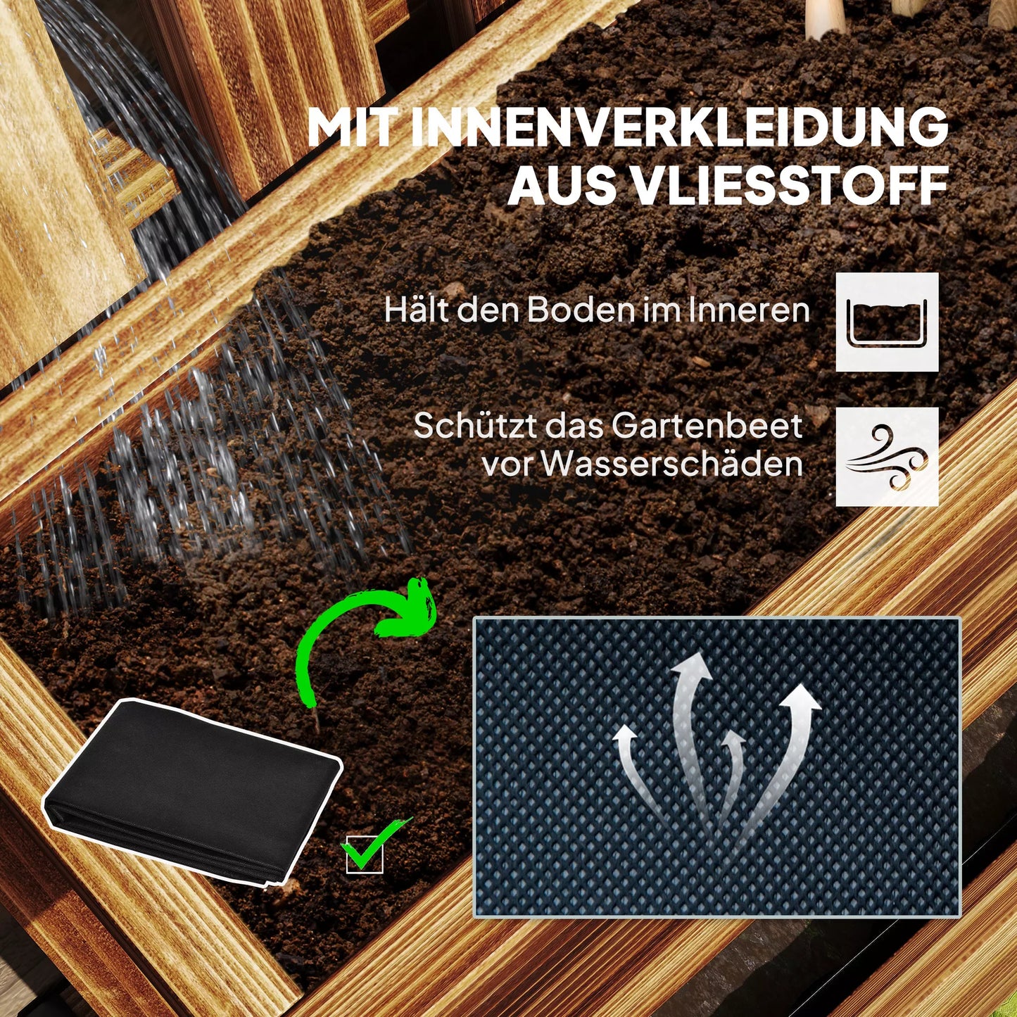 Gėlių dėžės rinkinys, montuojamas ant sienos, laisvai perkeliamas, masyvi mediena, 60 x 16 x 80 cm