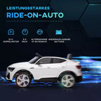 Baltas vaikų Audi automobilis su savybių piktogramomis