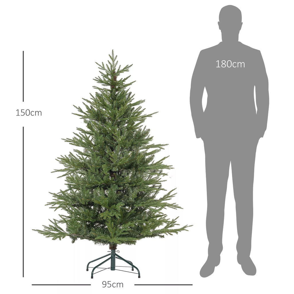 Kalėdų eglutė 150 cm, su realistiška išvaizda, greitas surinkimas, komplekte su stovu, pagaminta iš ugniai atsparaus plastiko