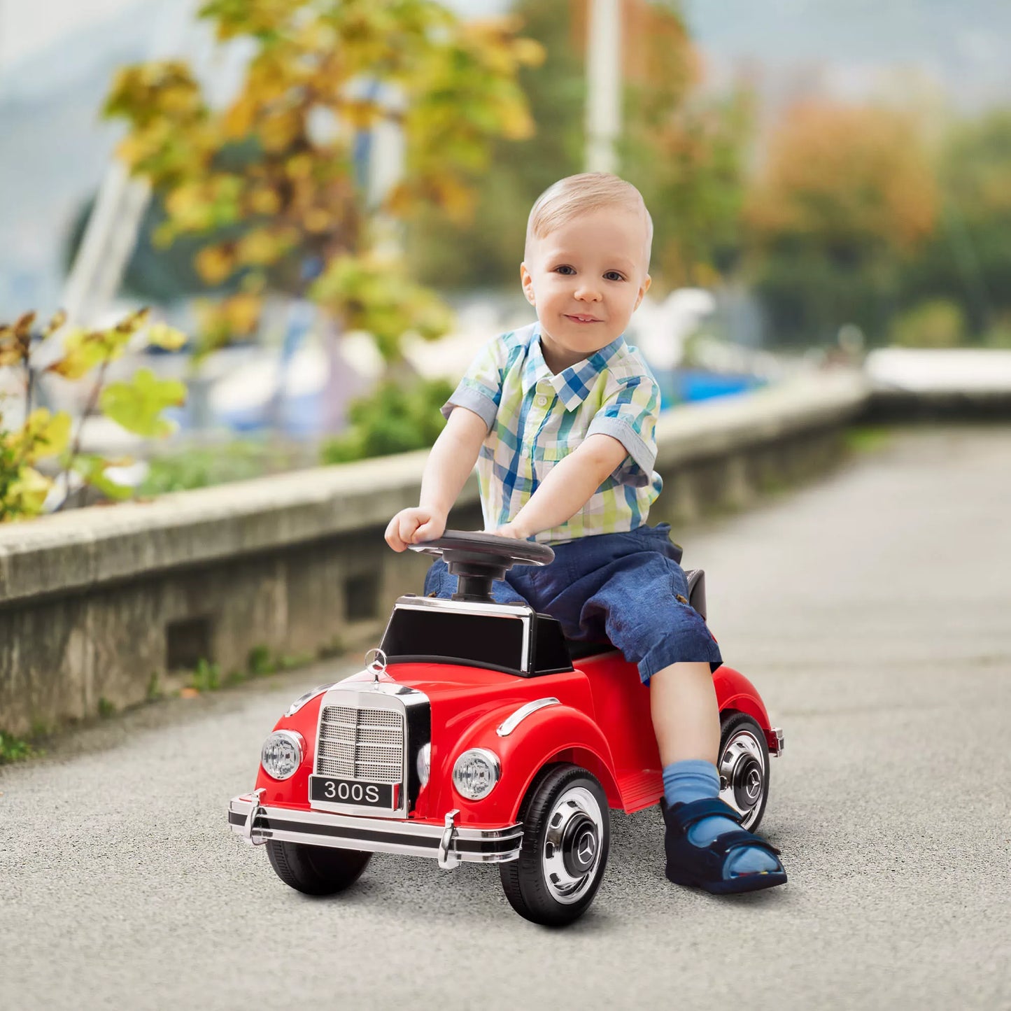 Vaikiškas paspiriamas automobilis Mercedes Benz 300 S dizaino, raudonas