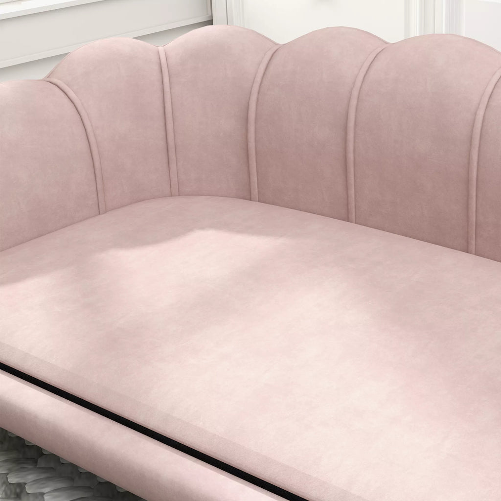 Namai augintiniams skirtas sofa vidutinio dydžio ir dideliems šunims iki 25 kg, tvirtas medinis, paminkštintas, rožinis