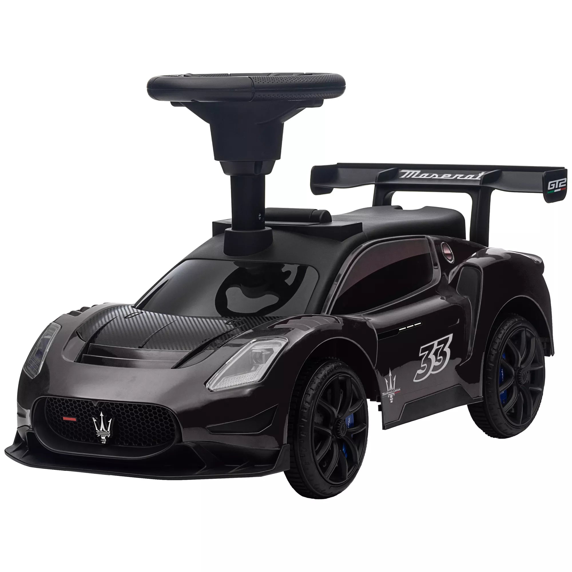 Paspiriamas automobilis Maserati, laikymo vieta, garsinis signalas ir muzika, tyliai riedančios padangos, nuo 1,5 iki 5 metų, iki 25 kg, juodas