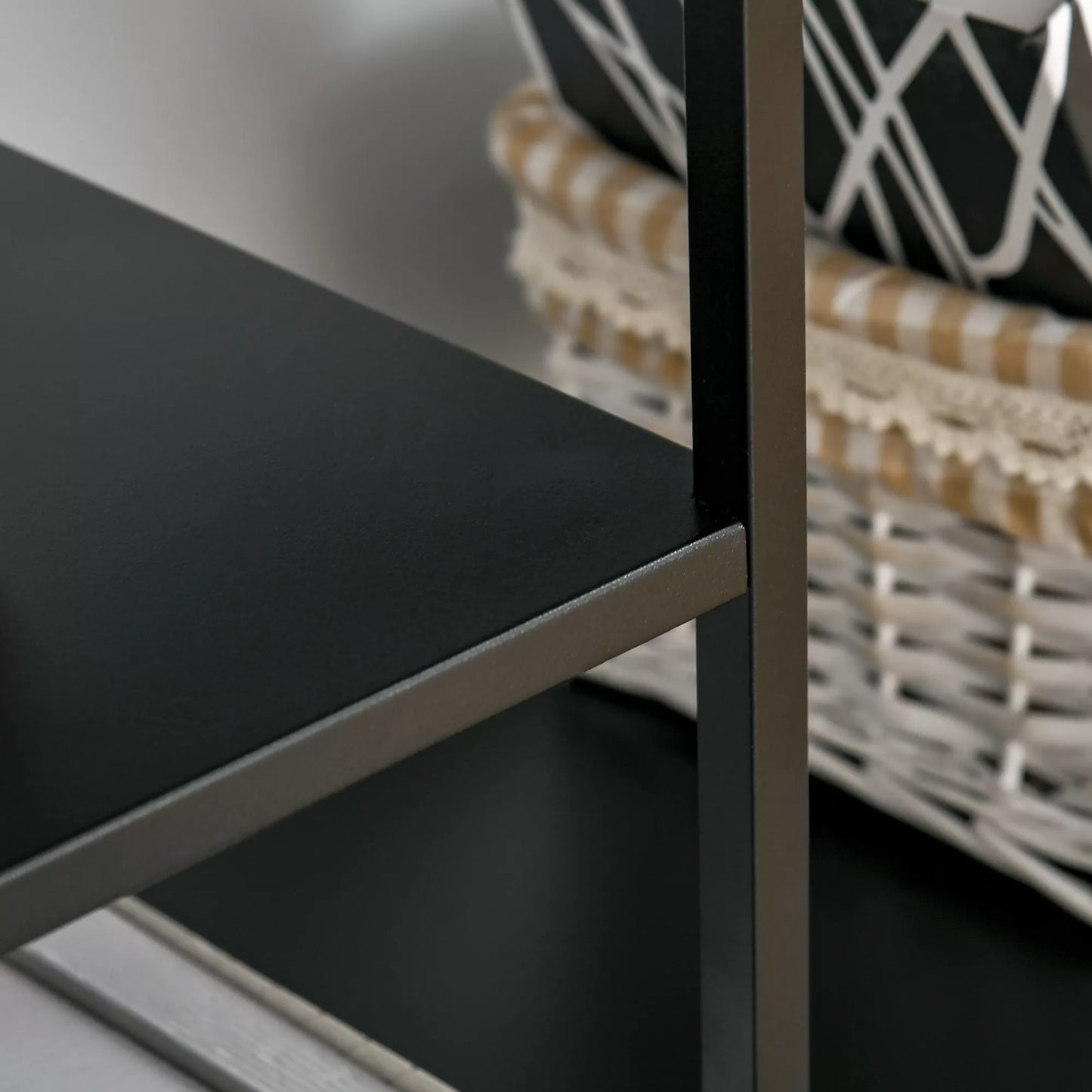 Pastatoma knygų lentyna su 5 atviromis lentynomis, laikymo lentyna su metaliniu rėmu, kubinė lentyna virtuvei, svetainei, juoda, 120 x 35 x 87,5 cm