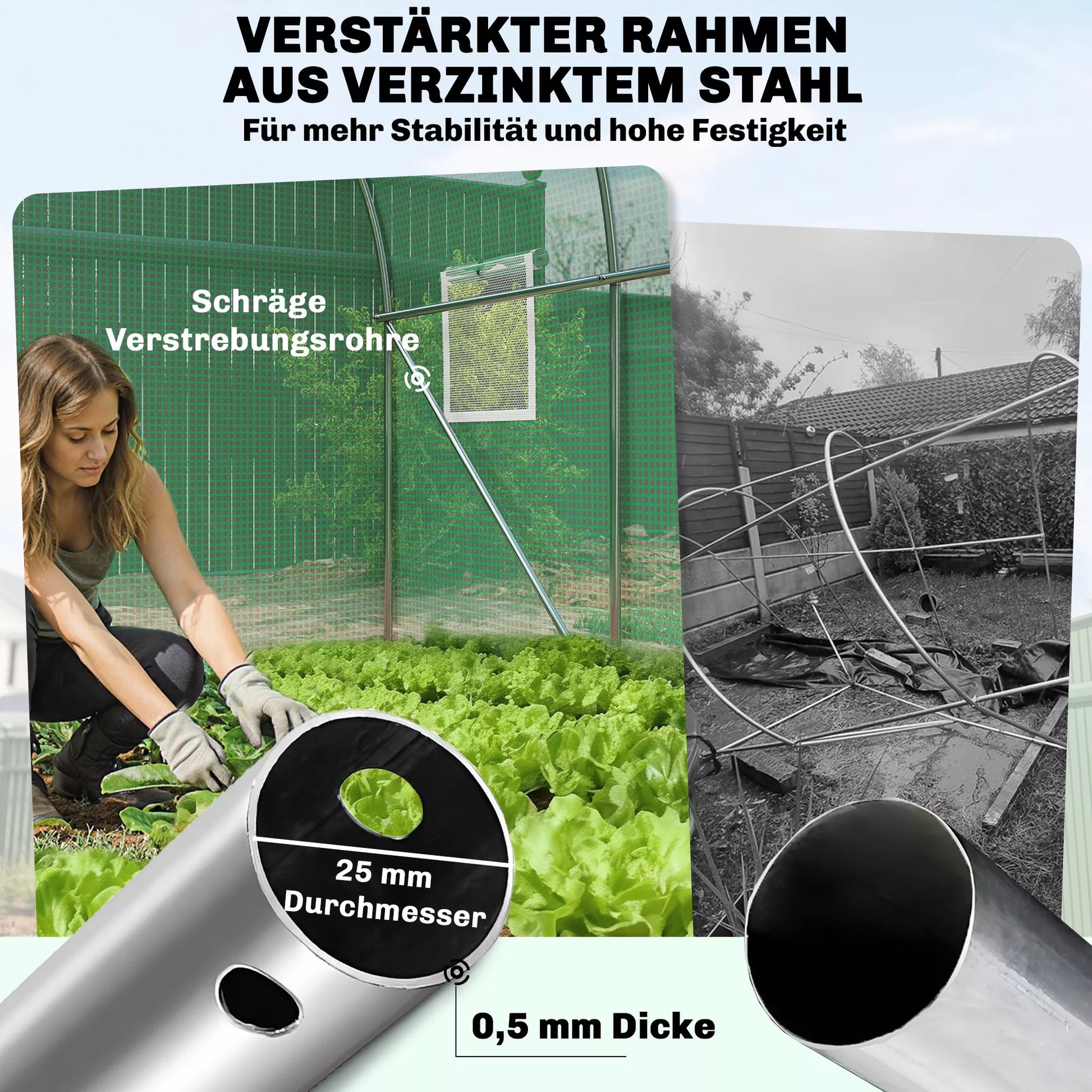 Arkinis šiltnamis su rakinamomis varstomomis durelėmis ir šešiais tinkliniais langais, folinis šiltnamis, pe-ratanas ir plienas, 3 x 2 x 2 m, žalia