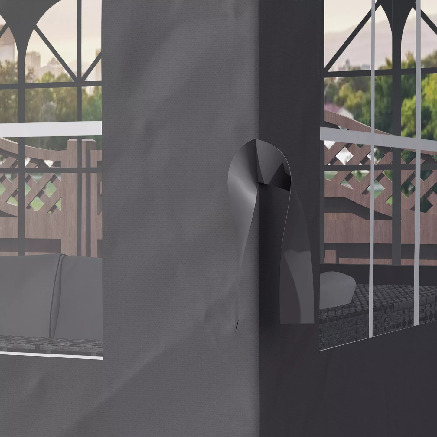 Pavilion sienos, 4 sienų panelės sodo paviljonui, su užtrauktuku, 3 x 4 m paviljonas, tamsiai pilkos spalvos