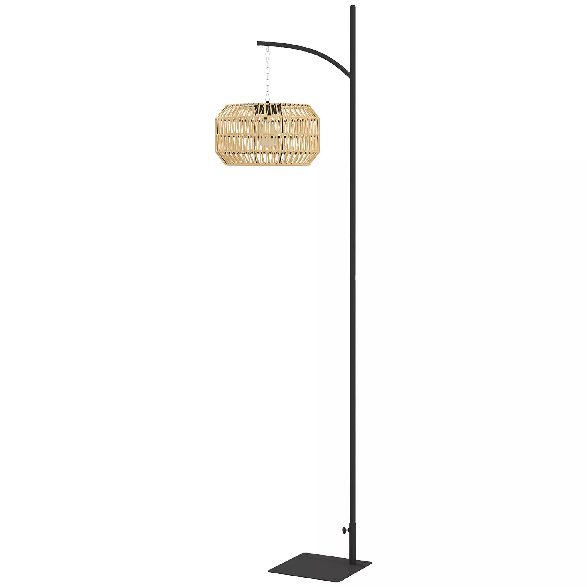 Saulės stovas Rattan saulės lempos su šviesos jutikliu Automatinis saulės šviestuvas boho stiliaus IP44 Juoda+Geltona