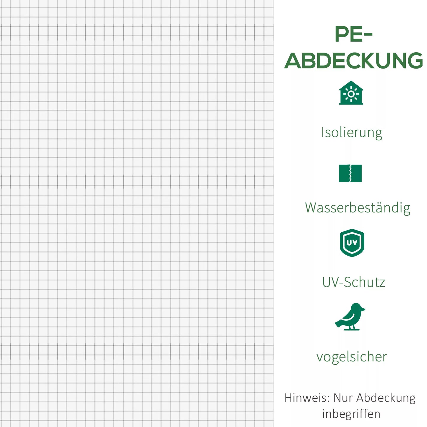 Pakeičiama šiltnamio danga, atspari oro sąlygoms, 300 cm x 200 cm x 200 cm, skaidri