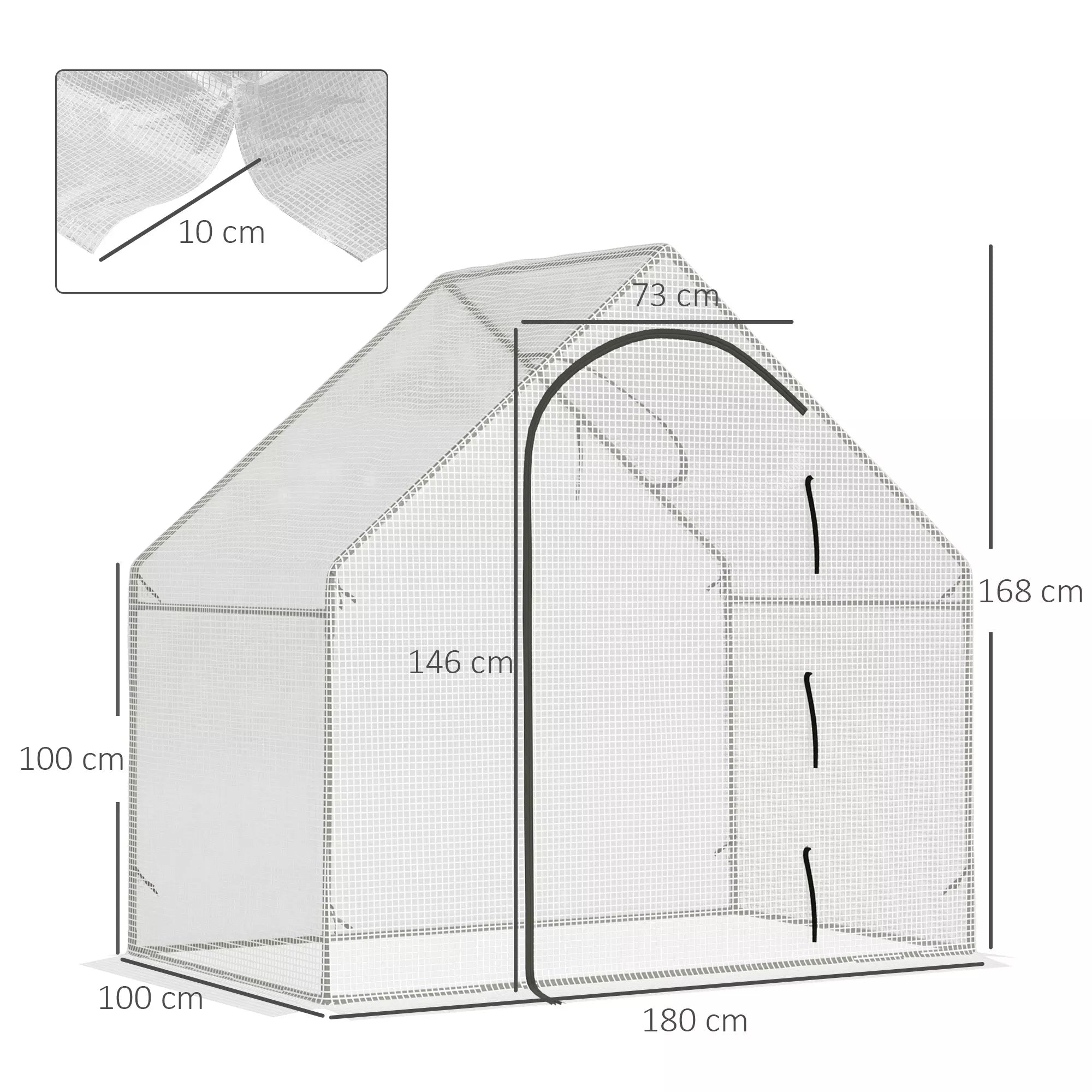 Šiltnamis, įvažiuojama, 1,80 x 1,00 x 1,68 m, Folinis šiltnamis, tvirta danga, Balta